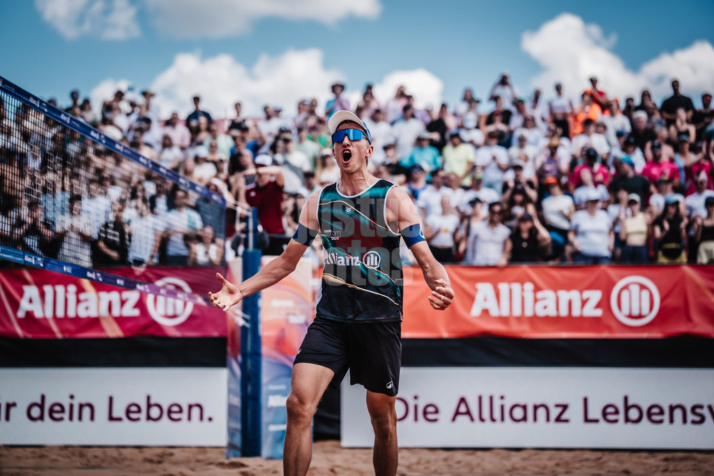Beachvolleyball | Männer | Allianz German Beach Tour 2025 | Tourstop München | 12.07.2025 | Momme Lorenz jubelt