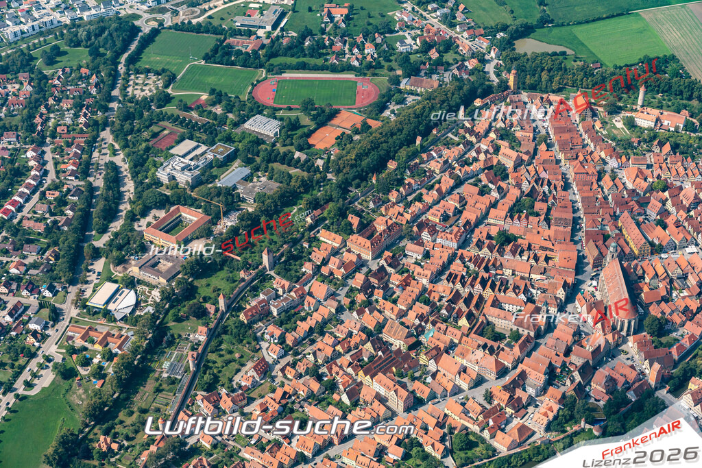 aktuelles Luftbild von  Dinkelsbuehl - Luftaufnahme wurde 2019 von https://frankenair.de mittels Flugzeug (keine Drohne) erstellt.