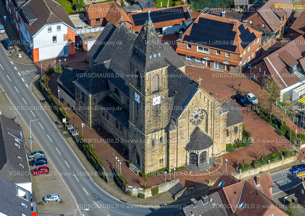 Schermbeck240310182 | Luftbild, kath. Kirche St. Ludgerus, Mittelstraße, Altschermbeck, Schermbeck, Nordrhein-Westfalen, Deutschland