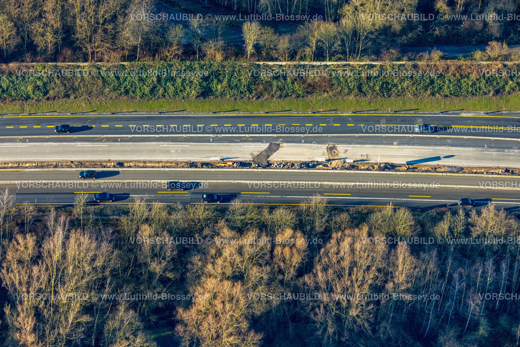 Duisburg241201950 | Luftbild, Autobahn A59 mit Baustelle, am Alter Angerbach, Großenbaum, Duisburg, Ruhrgebiet, Nordrhein-Westfalen, Deutschland