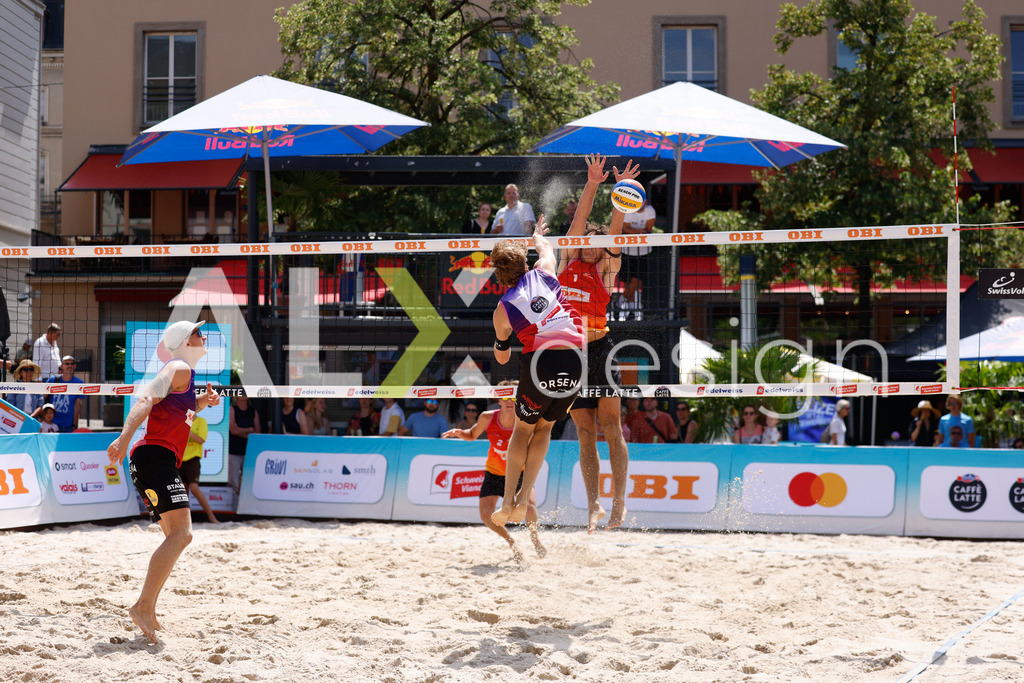 Obi BeachTour 2026 - Basel | BASEL, SWITZERLAND - JULY 17: SIMON LEFFLER (SUI) during the Obi BeachTour 2026 match between ALLEMANN / LEFFLER (SUI) and FURRER / WYMANN (SUI) at Barfüsserplatz on July 17, 2026 in Basel, Switzerland. - Realisiert mit Pictrs.com