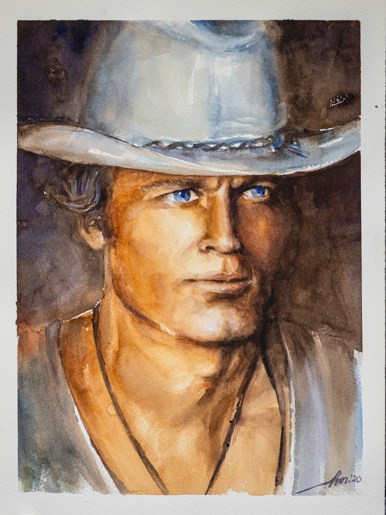 Terence Hill Watercolor | Aquarell Portrait, Terence Hill
Western Cowboy
im Original: BxH 23x31 cm - Realisiert mit Pictrs.com