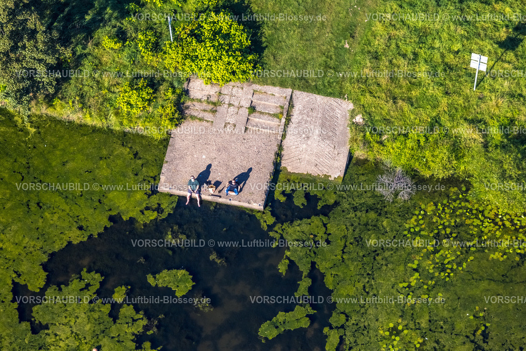 Hattingen240810657 | Luftbild, zwei Personen mit Rast am Fluss Ruhr, Hattingen, Ruhrgebiet, Nordrhein-Westfalen, Deutschland