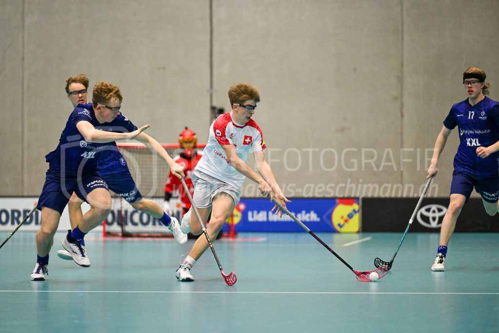 Switzerland U19 vs Finland U19 - 3. February 2024 | Switzerland U19 vs Finland U19
U19 Men International Matches in Switzerland
GoEasy Arena, Siggenthal Station
Finland defender #23 Jami Markkanen and Switzerland forward #5 Severin Schmid.
Credit: Markus Aeschimann | <a href="https://www.markus-aeschimann.ch">Sportfotografie Markus Aeschimann</a> | <a href="https://www.instagram.com/sportfotografie.aeschimann">@sportfotografie.aeschimann</a> - Realisiert mit Pictrs.com