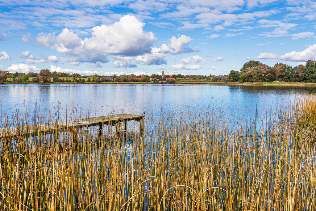 Steg und Schilf am Krakower See im Dorf Serrahn | Steg und Schilf am Krakower See im Dorf Serrahn.