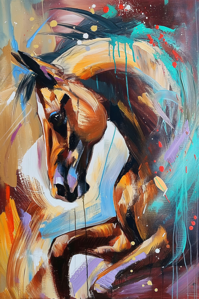 2602017 - Modernes buntes Pferd | Modernes Pferdegemälde als hochwertiger Kunstdruck.