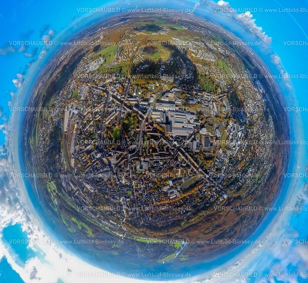 Witten231190031Ardeystrasse-topaz | Luftbild, Ortsansicht Witten mit Wohngebieten an der Ardeystraße und der neugestalteten Pferdebachstraße mit neuer Radwegbrücke Rheinischer Esel, Gewerbegebiet mit ZF Industrieantriebe Witten GmbH Industrieanlagenanbieter, Erdkugel, Fisheye Aufnahme, Fischaugen Aufnahme, 360 Grad Aufnahme, tiny world, little planet, fisheye Bild, , Witten, Ruhrgebiet, Nordrhein-Westfalen, Deutschland