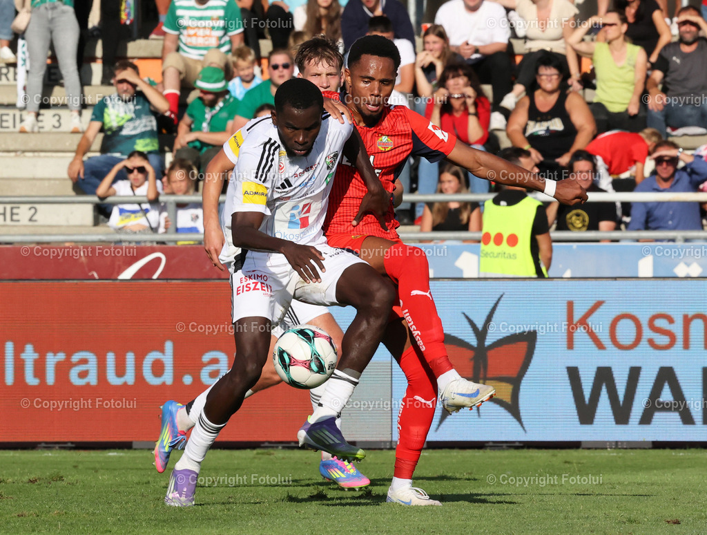 A_LUI_24082025_07 | SPORT,FUSSBALL,ADMIRAL BUNDESLIGA RZ PELLETS WAC-SK RAPID WIEN 24.08.2025 IM BILD: CHEICK DIABETE (WAC) UND  POETTER NOSA DAHL (RAPID) FOTO:FOTOLUI/MW