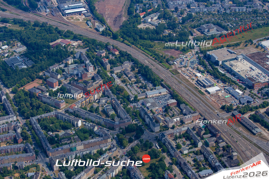 aktuelles Luftbild von Wilhelm-kuelz-platz Chemnitz - Luftaufnahme wurde 2018 von https://frankenair.de mittels Flugzeug (keine Drohne) erstellt.