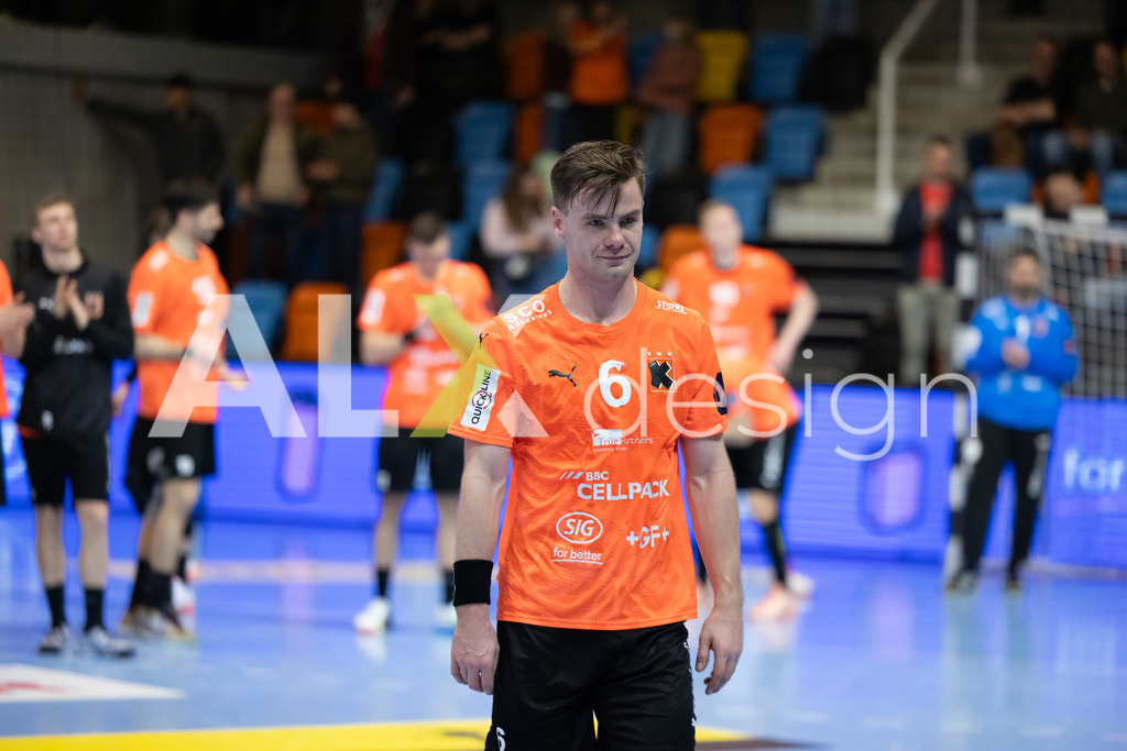 Handball I Herren I Saison 2025-2026 I EHF EUROPEAN LEAGUE 2025/26 | Men I Main Round I 2. Spieltag I Kadetten Schaffhausen - TSV Hannover-Burgdorf I 24.02.2026 | 6 Odinn Rikhardsson (IS) (Kadetten Schaffhausen) – Flügel rechts - Realisiert mit Pictrs.com