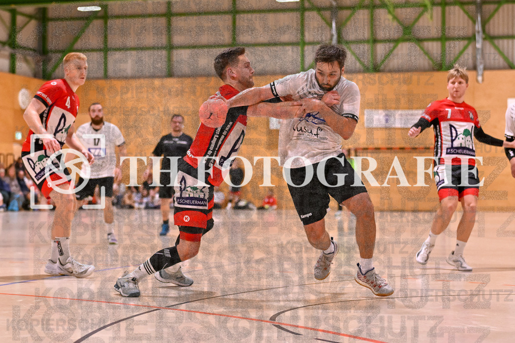 GER, SG Maulburg/Steinen - HSG Dreiland, Handball, Landesliga Suedbaden, 4. Spieltag, Saison 2024/2025, 12.10.2024 | Jakob Tiedtke (SG Maulburg/Steinen, #08), Lucas Hopp (HSG Dreiland, #05)GER, SG Maulburg/Steinen - HSG Dreiland, Handball, Landesliga Suedbaden, 4. Spieltag, Saison 2024/2025, 12.10.2024Foto: TH Fotografie/Thomas Hess