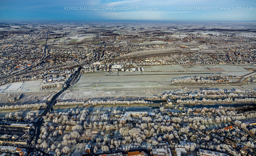 Hamm221202964 | Luftbild, Winterliche City, Erlebensraum Lippeauen, Flugplatz Lippewiesen, Mitte, Hamm, Ruhrgebiet, Nordrhein-Westfalen, Deutschland