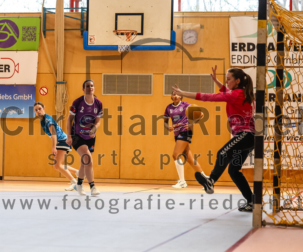 2024-03-09_019_SpVgg_Altenerding_gegen_Eintracht_Dachau-Karlsfeld | Erding, Deutschland, 09.03.2024:
Handball, Bezirksoberliga Frauen Altbayern 2023 / 2024, 17. Spieltag, SpVgg Altenerding gegen Eintracht Dachau-Karlsfeld, Endergebnis: 26:25

Janina Konrad (SpVgg Altenerding, #2), Nikayla Alston (SpVgg Altenerding, #11), Torfrau Sara Hohmann (TSV Eintracht Karlsfeld, #1)

Foto: Christian Riedel / fotografie-riedel.net