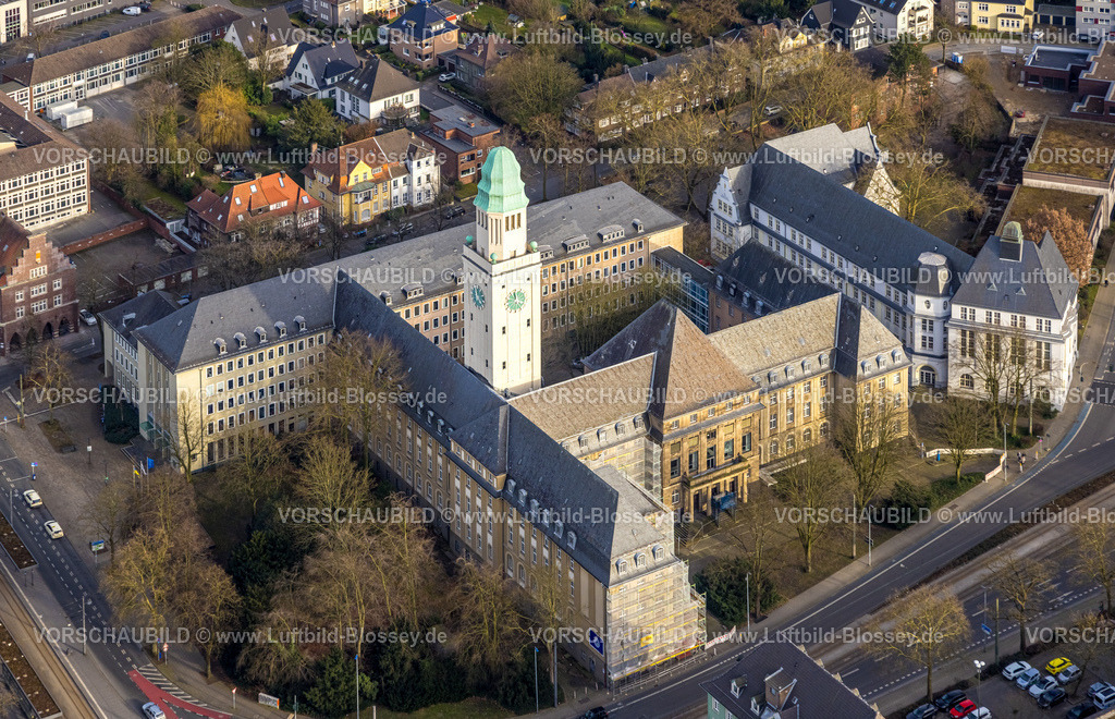Gelsenkirchen250203381Nord | Luftbild, Rathaus und Stadtverwaltung Buer mit Rathausturm, Buer, Gelsenkirchen, Ruhrgebiet, Nordrhein-Westfalen, Deutschland