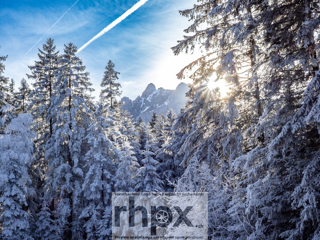 Winterlandschaft am Pilatus | Gipfel. Licht. Frost.
Die Sonne bricht sanft durch die verschneiten Tannen an der Krienseregg und beleuchtet die markante Silhouette des Pilatus. Eine glitzernde Frostschicht verwandelt die Bergwelt in eine stille, weisse Wunderlandschaft unter strahlend blauem Himmel.
Wähle unter "Produktauswahl" dein Wunschformat: Vom klassischen Wandbild über Puzzle &amp; Tassen bis zum digitalen Download (z.B. als Handy-Hintergrund).
 - Realisiert mit Pictrs.com