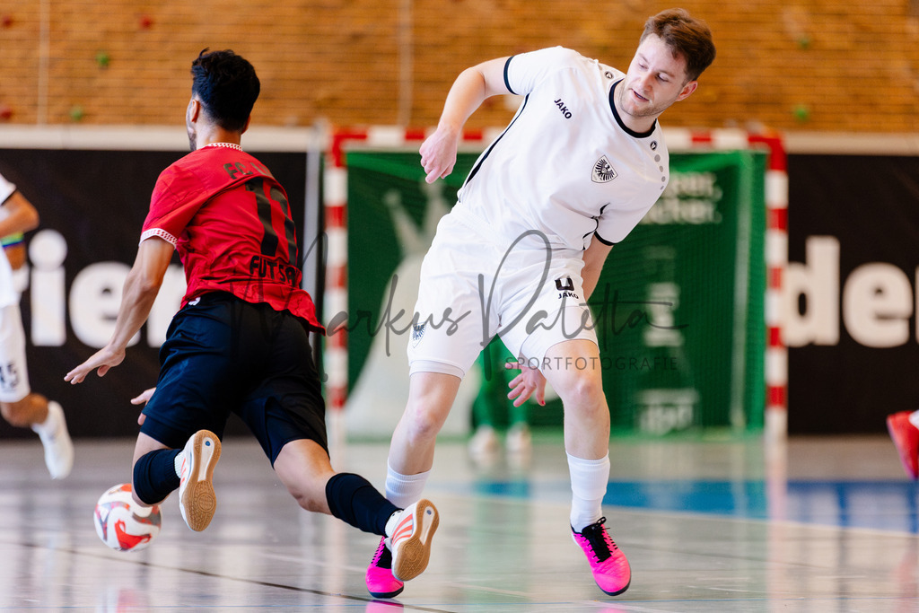Futsal-Bundesliga, Saison 2025/2026, 2. Spieltag: SC Preußen Münster - FC Liria Futsal Berlin | Futsal-Bundesliga, Saison 2025/2026, 2. Spieltag, SC Preußen Münster empfängt FC Liria Berlin in der Universitäts-Sporthalle in Münster. Foto: sportfotografie.ms | Markus Paletta - Realisiert mit Pictrs.com