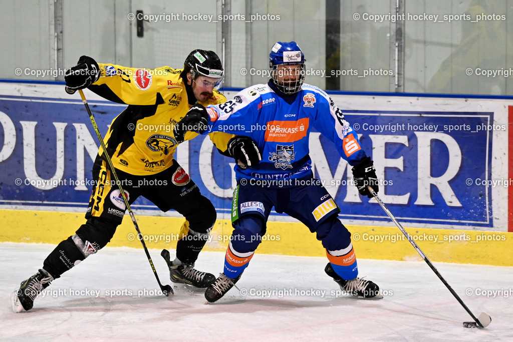 ESC SPARKASSE STEINDORF vs. MET PHOTOVOLTAIK HORNETS SPITTAL | #69 Kreuzer Philipp ESC Steindorf, #47 Kohlmaier Luca EC Hornets Spittal, ESC SPARKASSE STEINDORF vs. MET PHOTOVOLTAIK HORNETS SPITTAL, ESC SPARKASSE STEINDORF vs. MET PHOTOVOLTAIK HORNETS SPITTAL am 22.11.2025 in Steindorf (Ossiachersee Halle), Austria, (Photo by Bernd Stefan)