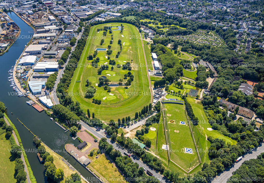 Muelheim230704148 | Luftbild, Golfplatz Golfclub Mülheim an der Ruhr Raffelberg, Galopprennbahn, Speldorf - Nordwest, Mülheim an der Ruhr, Ruhrgebiet, Nordrhein-Westfalen, Deutschland