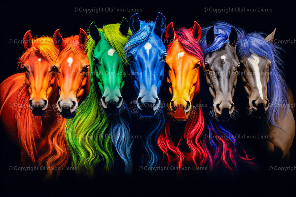 Pferdegesichter farbenfroh | bunte Pferde in vielen Farben