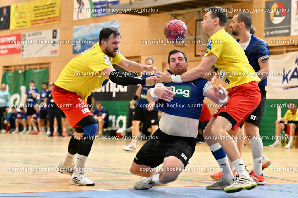 SC Ferlach vs. UHK Krems | #15 HASECIC Kenan UHK KREMS, #93 Nosan Blaz SC Ferlach, #19 Knez Domen UHK KREMS, SC Ferlach vs. UHK Krems, SC Ferlach vs. UHK Krems am 02.05.2026 in Ferlach (Ballspielhalle Ferlach), Austria, (Photo by Bernd Stefan)