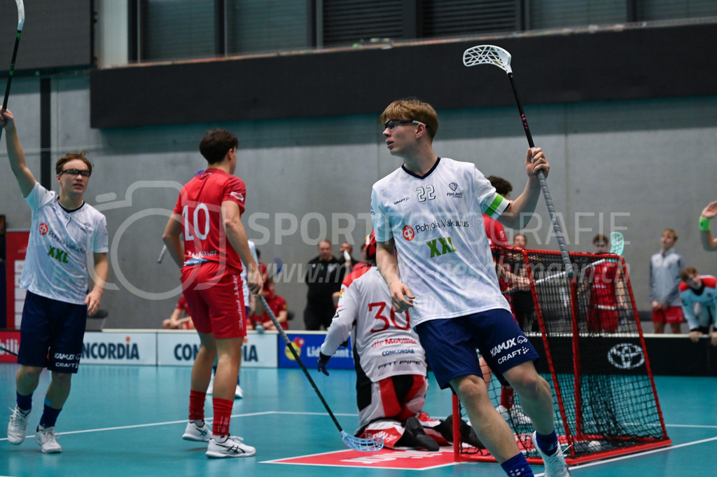 Switzerland B U19 vs Finland U19 - 2. February 2024 | Switzerland B U19 vs Finland U19
U19 Men International Matches in Switzerland
GoEasy Arena, Siggenthal Station
Finland forward #22 Ville Heiska scores against Switzerland goalie #30 Lars Birchmeier.
Credit: Markus Aeschimann | <a href="https://www.markus-aeschimann.ch">Sportfotografie Markus Aeschimann</a> | <a href="https://www.instagram.com/sportfotografie.aeschimann">@sportfotografie.aeschimann</a> - Realisiert mit Pictrs.com