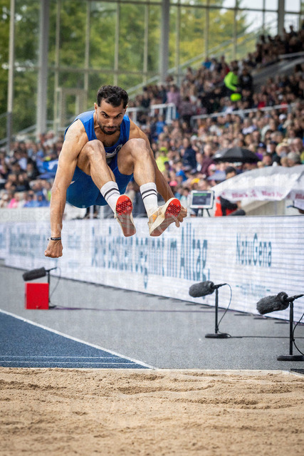 Deutsche Leichtathletik-Meisterschaften; Bochum-Wattenscheid, 26.07.2026 | Deutscher Meister im Dreisprung: Mohammad Amin Alsalami (LAC BERLIN); Deutsche Leichtathletik-Meisterschaften am 26.07.2026 im Lorheide-Stadion, Bochum-Wattenscheid (Nordrhein-Westfalen).