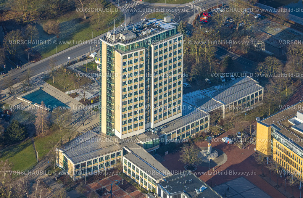 Luenen260100111 | Luftbild, Rathaus Lünen Hochhaus, Europaplatz und Willy-Brandt-Platz, Lünen, Ruhrgebiet, Nordrhein-Westfalen, Deutschland