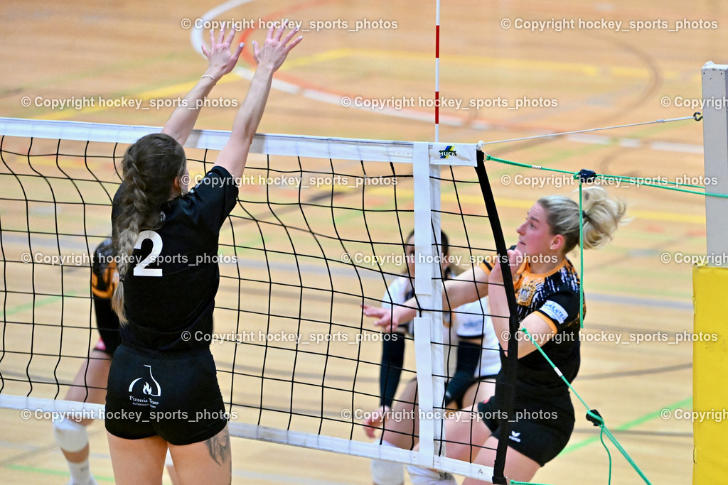 ASKÖ Volley Eagles Villach vs. VC Hausmannstätten | #2 WAILLAND Katharina VC Hausmannstätten, #13 BEBEKAJLO Vanessa ASKÖ Volley Eagles Villach, ASKÖ Volley Eagles Villach vs. VC Hausmannstätten, ASKÖ Volley Eagles Villach vs. VC Hausmannstätten am 01.02.2025 in Villach (Ballspielhalle Lind), Austria, (Photo by Bernd Stefan)