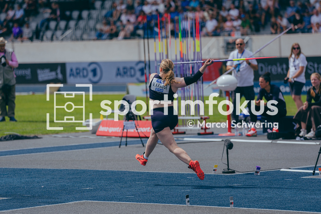 Deutsche Meisterschaften der Frauen und Männer 2026 | Victoria Krause, Düsseldorf Athletics, Speerwurf, Deutsche Meisterschaften der Frauen und Männer 2026, Lohrheidestadion Bochum-Wattenscheid, 26.07.2026. Foto: Marcel Schwering / sportimfokus - Realisiert mit Pictrs.com