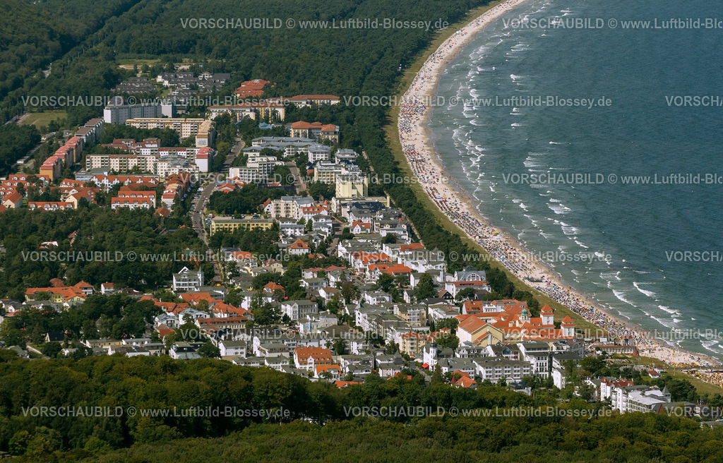 Ruegen12083441Binz | Luftbild, Strand und Anleger von Binz,  Lancken-Granitz, Insel Rügen, Mecklenburg-Vorpommern, Deutschland, Europa