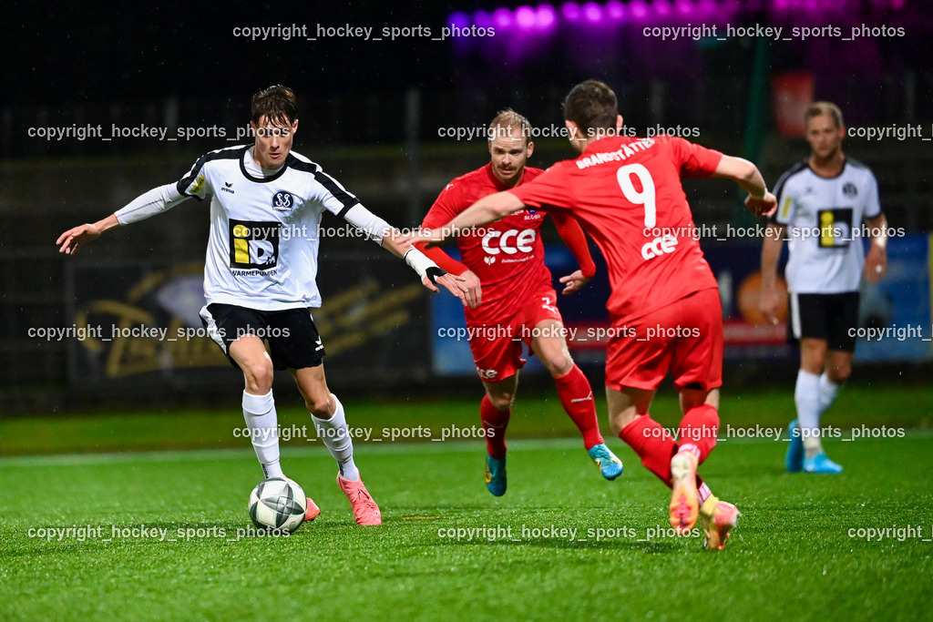 SV Spittal 1921 vs. SC St. Veit  | #6 Tristan Brükk SV Spittal, #7 Heiko Norbert Springer St.Veit, #9 Julian Brandstätter St.Veit, SV Spittal 1921 vs. SC St. Veit , SV Spittal 1921 vs. SC St. Veit  am 04.10.2024 in Spittal an der Drau (Goldeck Stadion), Austria, (Photo by Bernd Stefan)