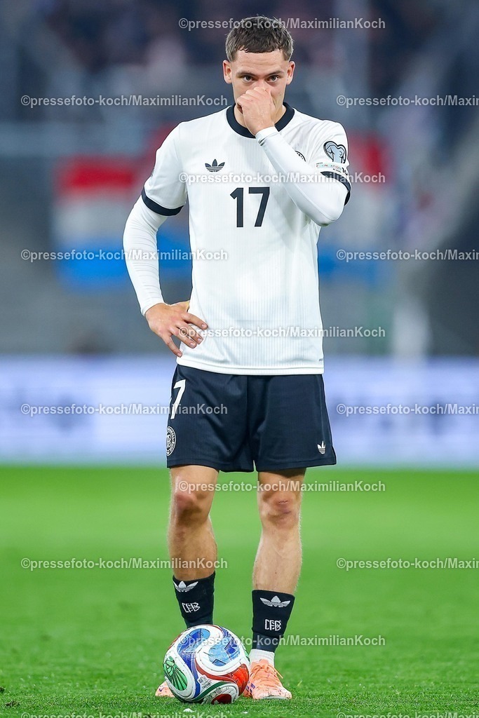 DFB10102502148 | 10.10.2025, Fußball, Länderspiel, Deutschland - Luxemburg, UEFA WM-Qualifikation, 2025/2026, Gruppe A, PreZero Arena in Sinsheim: Florian Wirtz (GER #17) DFB regulations prohibit any use of photographs as image sequences and or quasi-video.