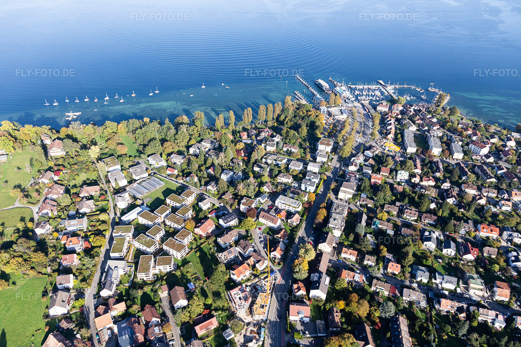 Luftbild: Uferbereiche am Seegebiet des Bodensee im Ortsteil Allmannsdorf in Konstanz im Bundesland Baden-Württemberg in Deutschland. Foto: IMG_119366.jpg vom 14.10.2019 durch Werner Riehm/FLY-FOTO.de