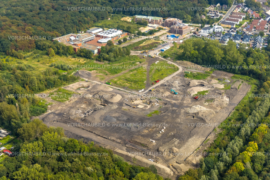 Bergkamen230902136 | Luftbild, Freifläche Baustelle am ehemaligen Bergwerk Grimberg, TÜV Nord, Bildungszentrum NRW, Baustelle mit Neubau Gesundheitszentrum, Weddinghofen, Bergkamen, Ruhrgebiet, Nordrhein-Westfalen, Deutschland