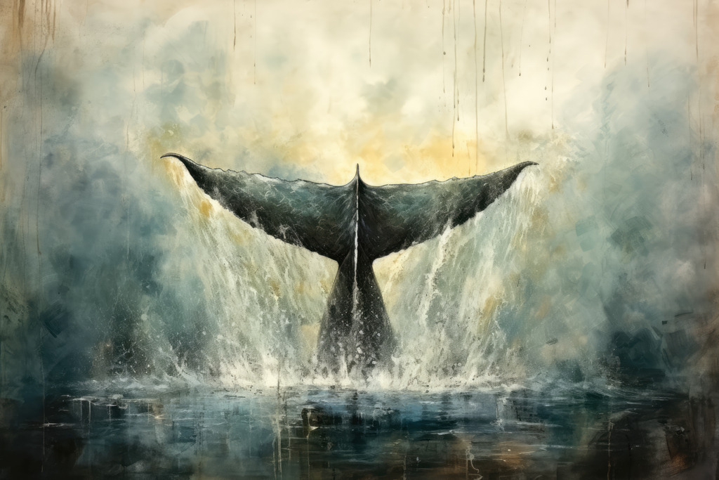 2307183 - Walflosse | Bild einer Walflosse, die aus dem Wasser auftaucht. Bestellen Sie dieses Walflossenmotiv als hochwertigen Kunstdruck auf Leinwand, Acrylglas, Alu-Dibond oder Poster.