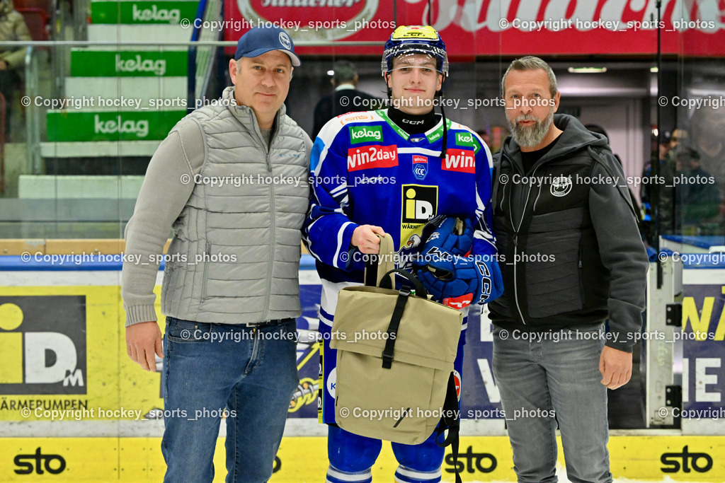 EC IDM WÄRMEPUMPEN VSV vs. MOSER MEDICAL GRAZ99ERS | Spieler des Abends Auto Mayerhofer, #43 Julian Raspotnig EC VSV, EC IDM WÄRMEPUMPEN VSV vs. MOSER MEDICAL GRAZ99ERS, EC IDM WÄRMEPUMPEN VSV vs. MOSER MEDICAL GRAZ99ERS am 17.03.2026 in Villach (Stadthalle Villach), Austria, (Photo by Bernd Stefan)