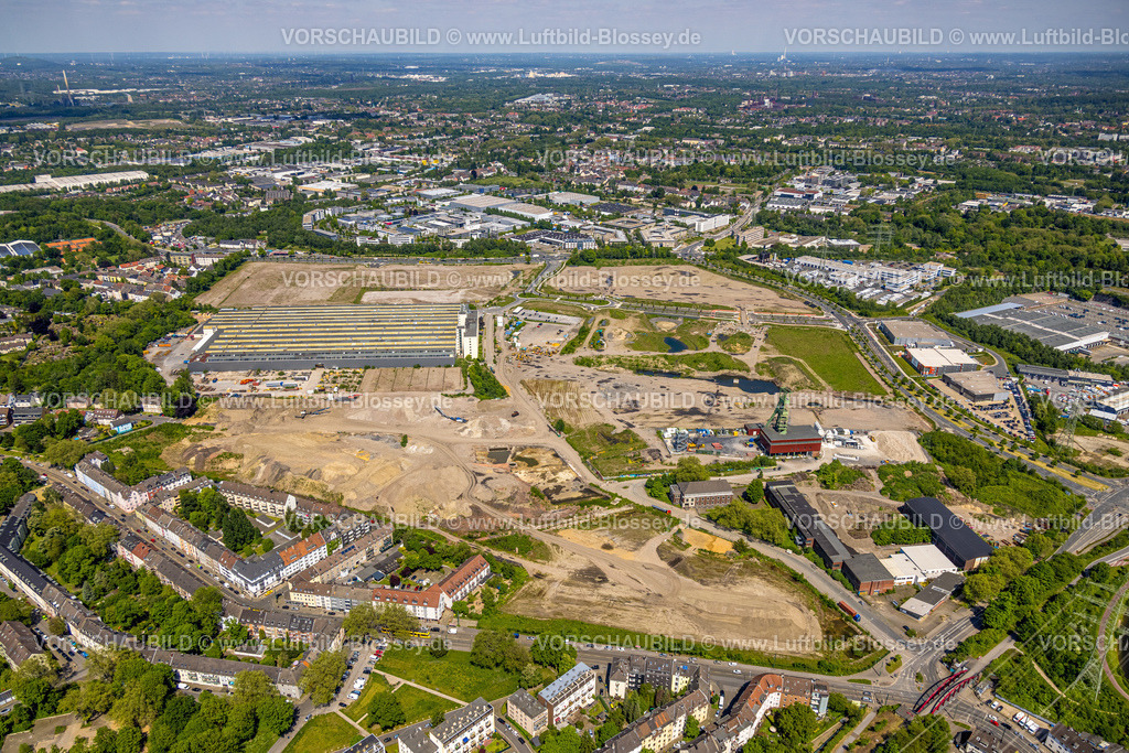 Essen230511833 | Luftbild, Baugebiet Neubau Stadtquartier Essen 51, ehem. Zeche Vereinigte Helene-Amalie, Neubau Nordtangente, Nordviertel, Essen, Ruhrgebiet, Nordrhein-Westfalen, Deutschland