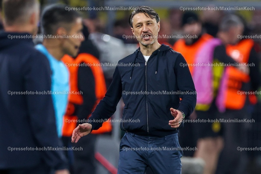 UCL1504251143 | 15.04.2025, Fußball, UEFA Champions League, Borussia Dortmund - FC Barcelona, BVB Stadion, Viertelfinale, Saison 2024 2025: Trainer Niko Kovac (Cheftrainer BVB) gestikulierend am SpielfeldrandRegulations prohibit any use of photographs as image sequences and or quasi-video.
