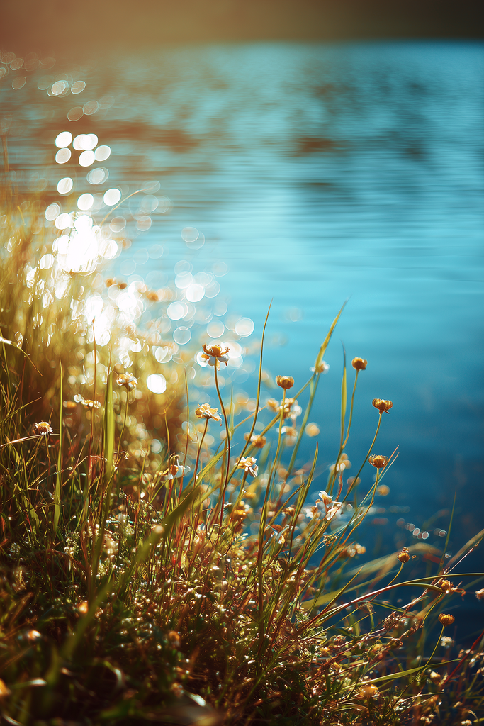 Poster: SOFT HORIZONS – The Golden Moment – Ein Augenblick voller Glück | Natur Poster mit goldenen Sonnenreflexen auf einem ruhigen See – Motiv The Golden Moment aus der Kollektion Soft Horizons - Realisiert mit Pictrs.com