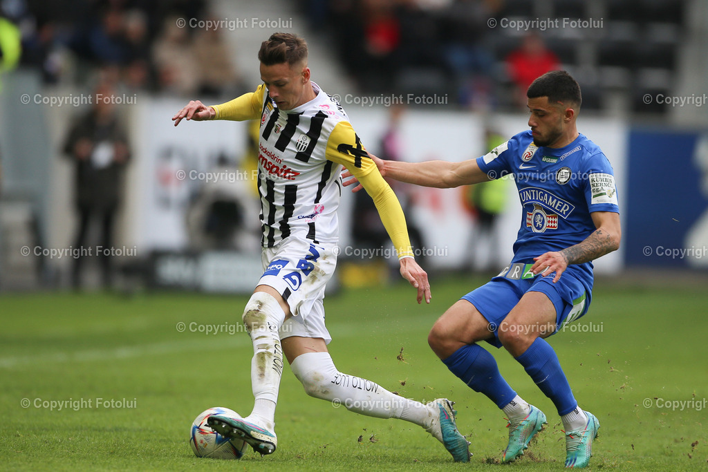 A_LUI_20230409_0032 | SPORT FUSSBALL ADMIRAL BUNDESLIGA 2022/23 LASK VS STURM GRAZ
IM BILD: Felix Luckeneder (Lask), Jusuf Gazibegovic (Sturm),
FOTO:FOTOLUI/UW