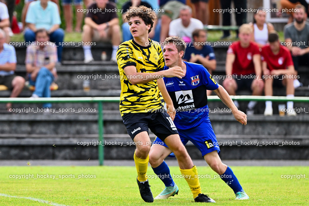 FC Faakersee vs. Union Matrei | #16 Tobias Felix Waldner FC Faakersee, #14 Philipp Wibmer Matrei, FC Faakersee vs. Union Matrei, FC Faakersee vs. Union Matrei am 18.08.2024 in Finkenstein (Sportplatz Faakersee), Austria, (Photo by Bernd Stefan)