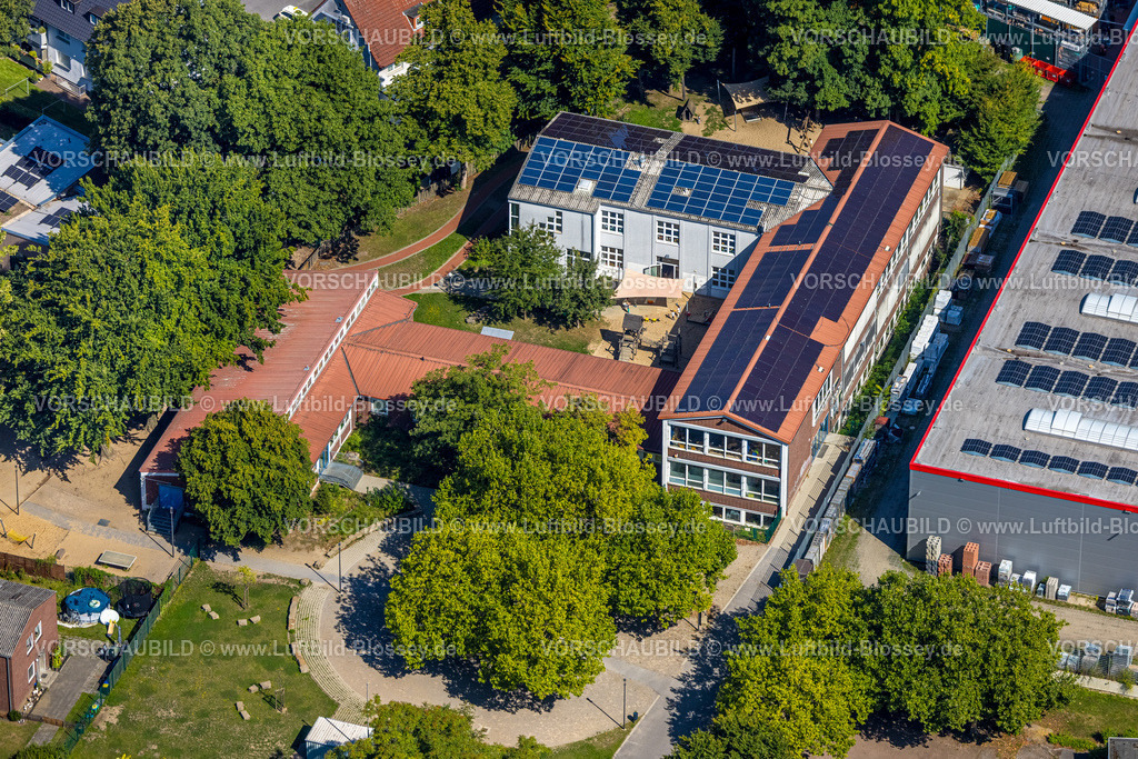 Gladbeck250800164 | Luftbild, Regenbogenschule Grundschule mit Turm, städt. Kindergarten Krusenkamp, Zweckel, Gladbeck, Ruhrgebiet, Nordrhein-Westfalen, Deutschland