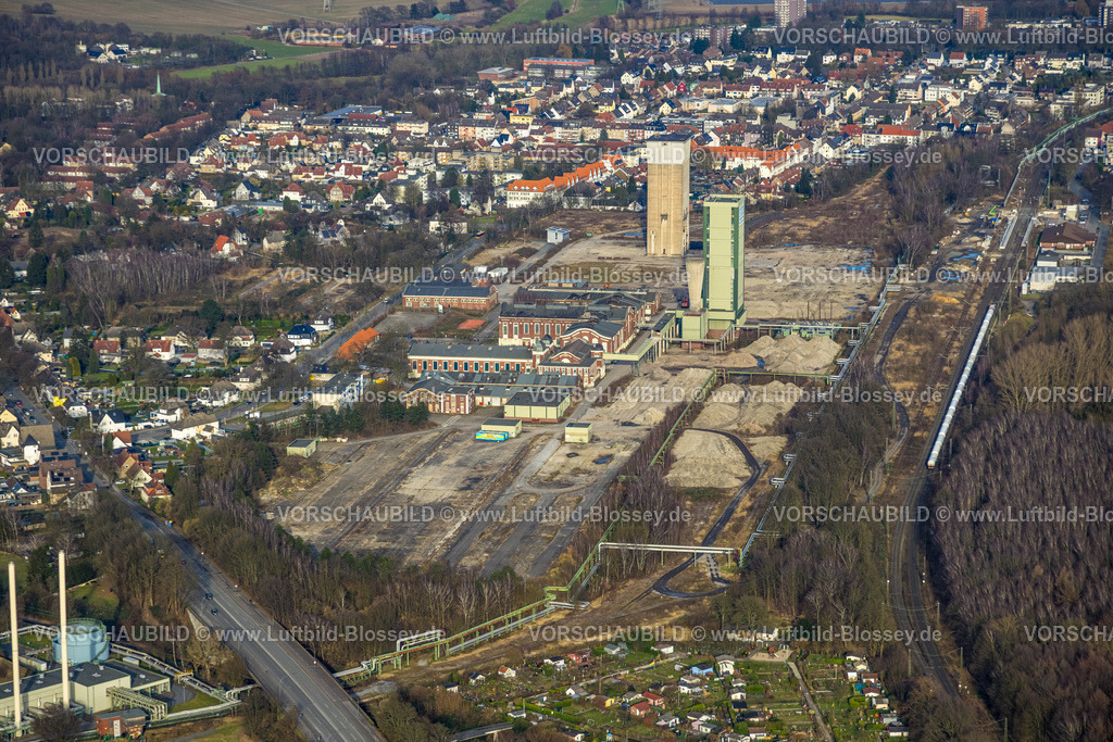Gelsenkirchen250203289Nord | Luftbild, ehemaliges DSK Bergwerk Lippe Westerholt, neues Quartier für klimagerechtes Arbeiten und Wohnen, Egonstraße, an der Stadtgrenze zu Gelsenkirchen, umgeben von herbstlichen Laubbäumen, Hassel, Gelsenkirchen, Ruhrgebiet, Nordrhein-Westfalen, Deutschland