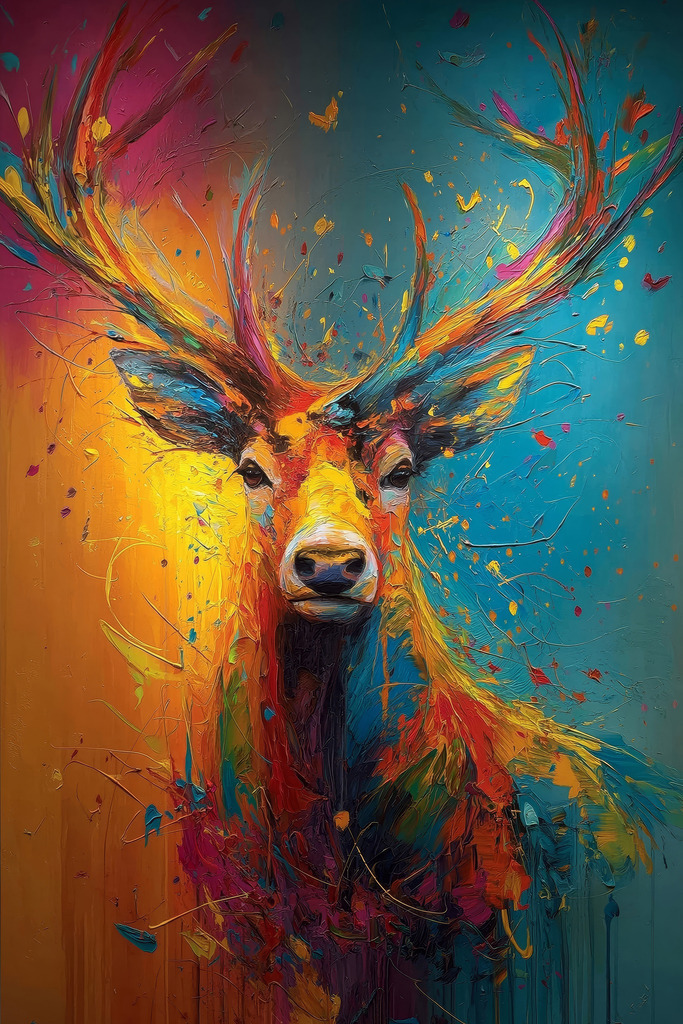 2512007 - Abstrakter Hirsch | Abstraktes Hirschgemälde als hochwertiger Kunstdruck.