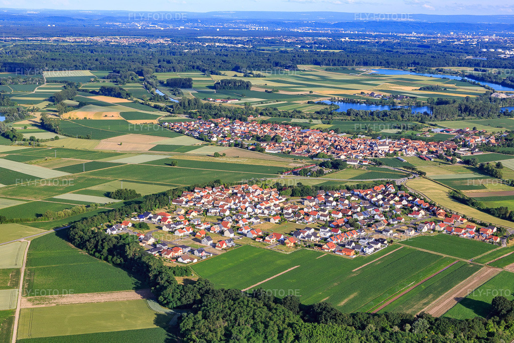 Luftbild: Ortsansicht von Norden im Ortsteil Hardtwald in Neupotz im Bundesland Rheinland-Pfalz in Deutschland. Foto: IMG_080731.jpg vom 13.06.2015 durch Werner Riehm/FLY-FOTO.de
