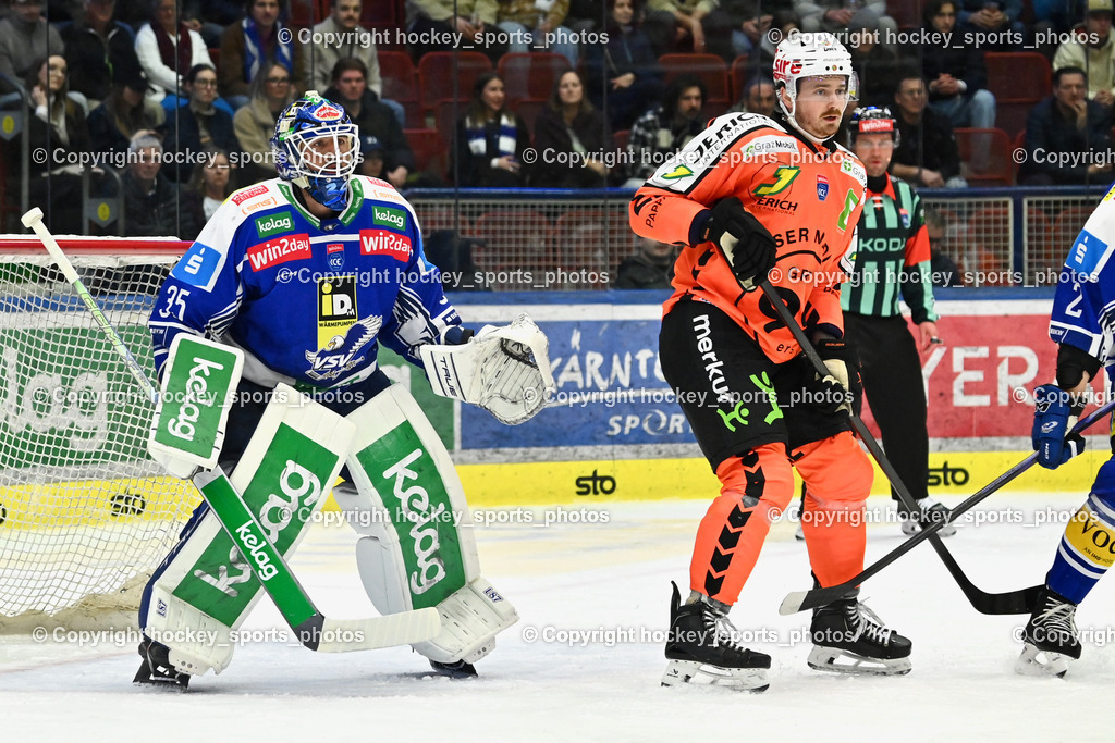 EC IDM WÄRMEPUMPEN VSV vs. MOSER MEDICAL GRAZ99ERS | #35 Joe Cannata EC VSV, #22 Kevin Conley Graz 99ers, EC IDM WÄRMEPUMPEN VSV vs. MOSER MEDICAL GRAZ99ERS, EC IDM WÄRMEPUMPEN VSV vs. MOSER MEDICAL GRAZ99ERS am 12.03.2026 in Villach (Stadthalle Villach), Austria, (Photo by Bernd Stefan)