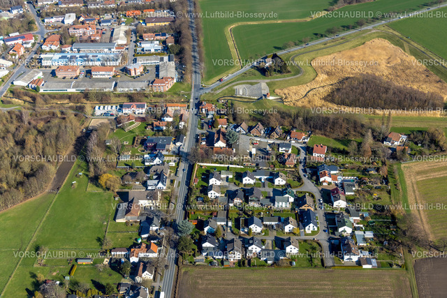 Unna230214129 | Luftbild, Wohnsiedlung An der Vaerstbrücke, Hammer Straße Höhe Schillerstraße, Mühlbach Wehr, Uelzen, Unna, Ruhrgebiet, Nordrhein-Westfalen, Deutschland