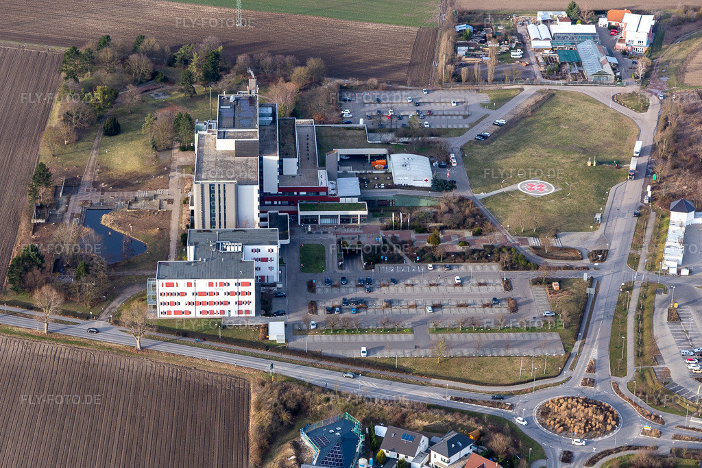 Luftbild: Stadtklinik in Frankenthal im Bundesland Rheinland-Pfalz in Deutschland. Foto: IMG_130506.jpg vom 12.02.2022 durch Werner Riehm/FLY-FOTO.deStadtklinik Frankenthal