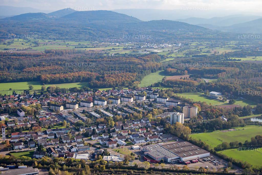 Luftbild: Ruhrstr in Rastatt im Bundesland Baden-Württemberg in Deutschland. Foto: IMG_075275.jpg vom 26.10.2014 durch Werner Riehm/FLY-FOTO.de