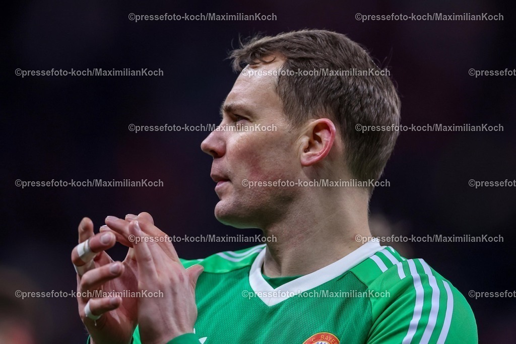Lev15022501330 | 15.02.2025, Fußball, Bayer 04 Leverkusen - FC Bayern München, 1. Fußball Bundesliga, 22. Spieltag, BayArena, Saison 2024 2025: Torwart Manuel Neuer (FC Bayern #1) DFB regulations prohibit any use of photographs as image sequences and or quasi-video.